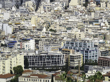 High angle view of buildings in city