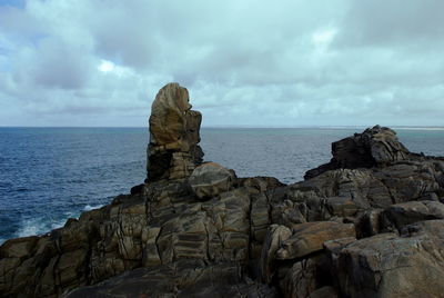 Scenic view of sea against cloudy sky