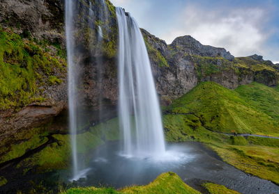 Scenic view of waterfall