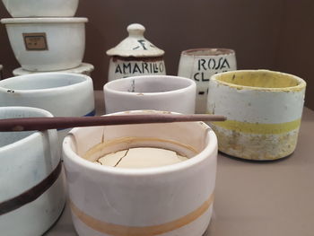 Close-up of tea cup on table