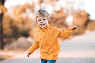 Portrait of cute girl at park