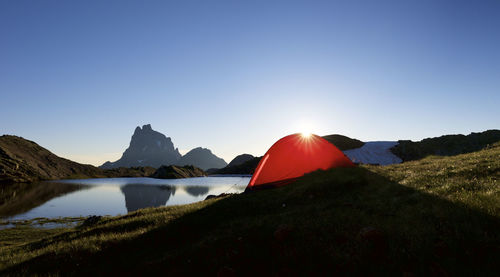 Midi d`ossau peak in ossau valley, pyrenees in france.