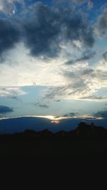 Scenic view of mountains against cloudy sky