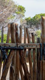 Close-up of wooden fence