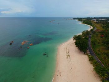 High angle view of beach against sky