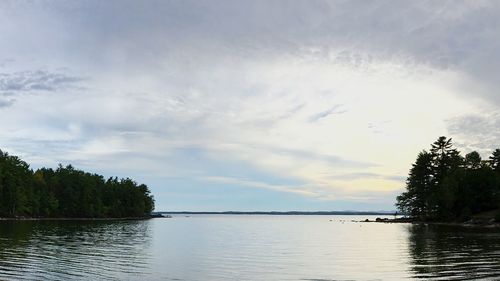 Scenic view of calm lake against sky