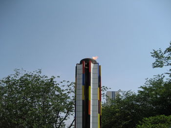 Low angle view of built structure against clear sky