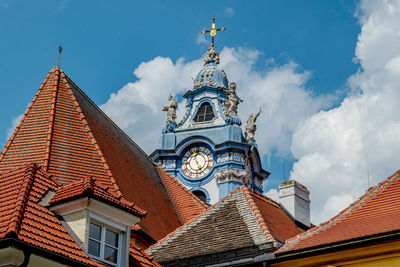 Low angle view of roof of abbey melk against sky
