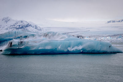 Scenic view of frozen sea against sky