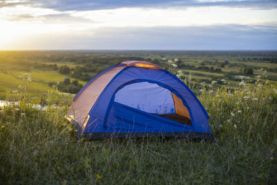 Tent on field