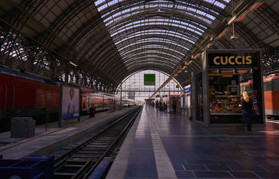 Train on railroad station platform