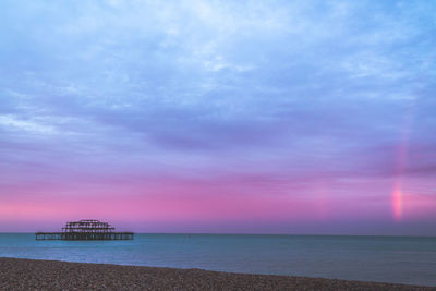 Scenic view of sea at sunset