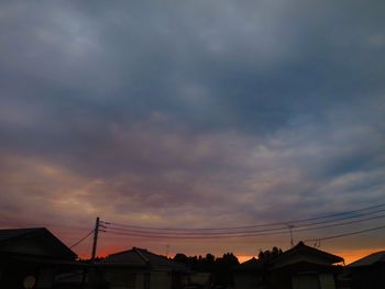 Low angle view of silhouette buildings against sky during sunset