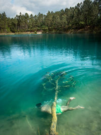 Scenic view of lake against trees