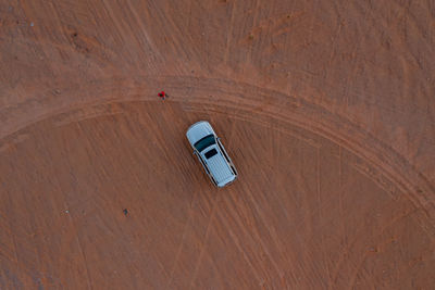 High angle view of telephone on table