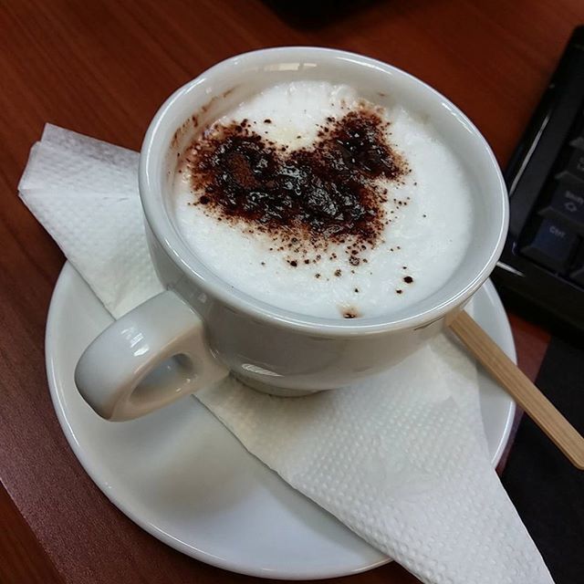 food and drink, indoors, coffee cup, drink, coffee - drink, refreshment, table, saucer, coffee, freshness, still life, spoon, cup, high angle view, frothy drink, close-up, cappuccino, beverage, froth art, directly above