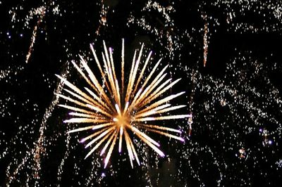 Firework display at night