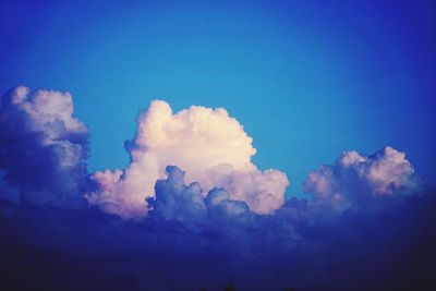 Low angle view of clouds in blue sky