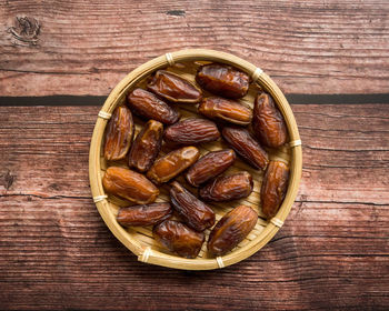 Directly above shot of chocolate in bowl on table