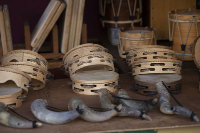 Shop of wooden tambourines