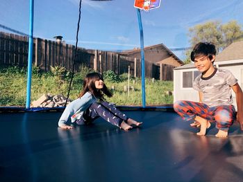 Kids on a trampoline during lockdown