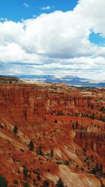 Scenic view of mountains against cloudy sky