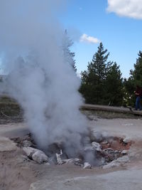 Smoke emitting from geyser