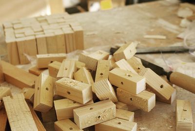 Close-up of wooden blocks