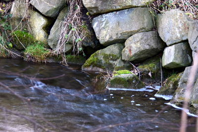 Water flowing through rocks