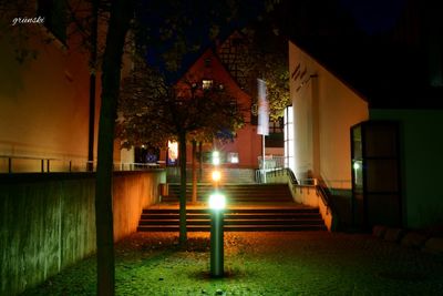 Illuminated building at night