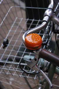 High angle view of bicycle in metal container