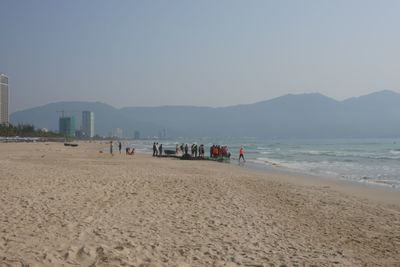 Scenic view of beach against clear sky