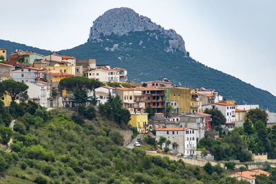 Buildings in town against sky