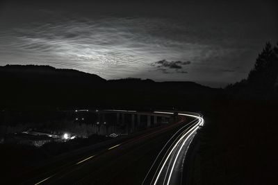 Blurred motion of road at night