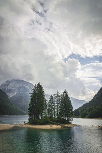 Scenic view of lake against sky