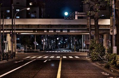 View of empty road at night