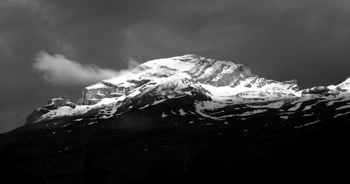 Scenic view of snow covered mountain against sky