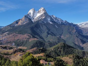 Scenic view of mountains against sky