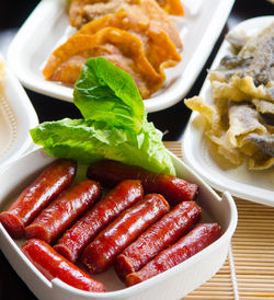 Close-up of food in plate on table