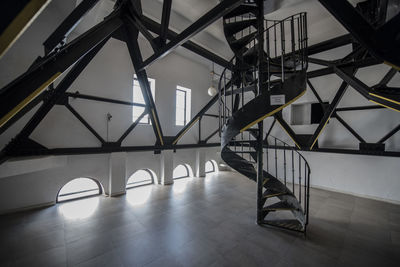 Bicycle on staircase in building