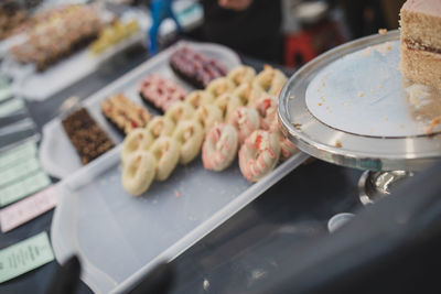 High angle view of food for sale in market