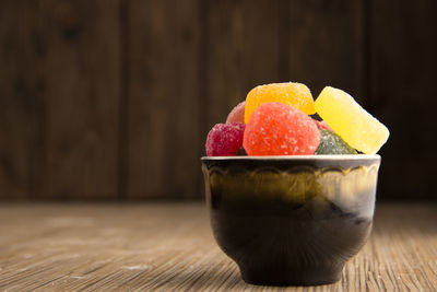 Close-up of fruits on table