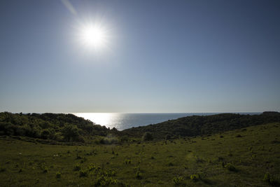 Scenic view of sea against clear sky