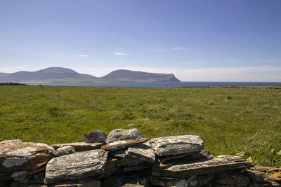 The rural landscape of the orkney islands in scotland, uk