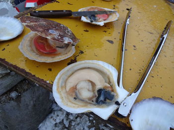 High angle view of food in container