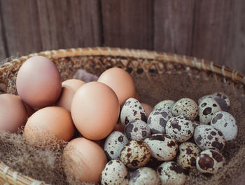 Close-up of eggs in container
