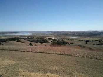 Scenic view of landscape against clear sky