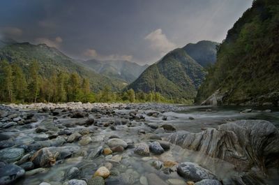 Scenic view of mountains against sky