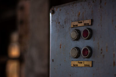 Close-up of mailbox on wall