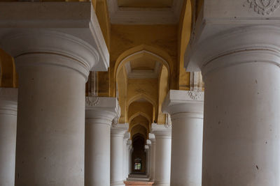 Low angle view of corridor of building